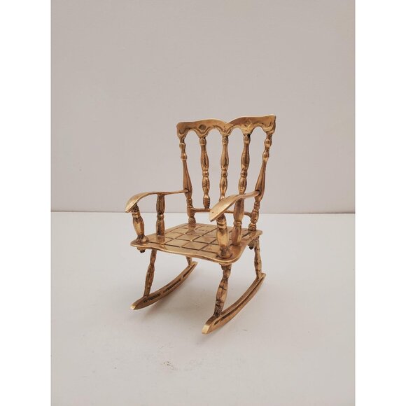 Other - Decorative Vintage Brass Rocking Chair, Accent Piece, Doll Rocker - Decorative